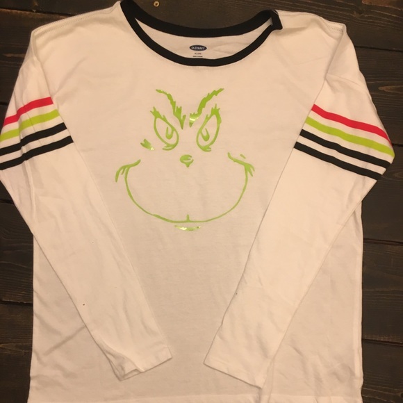 🎄 Grinch Face Striped Sleeve Shirt 🎄 - Picture 3 of 3